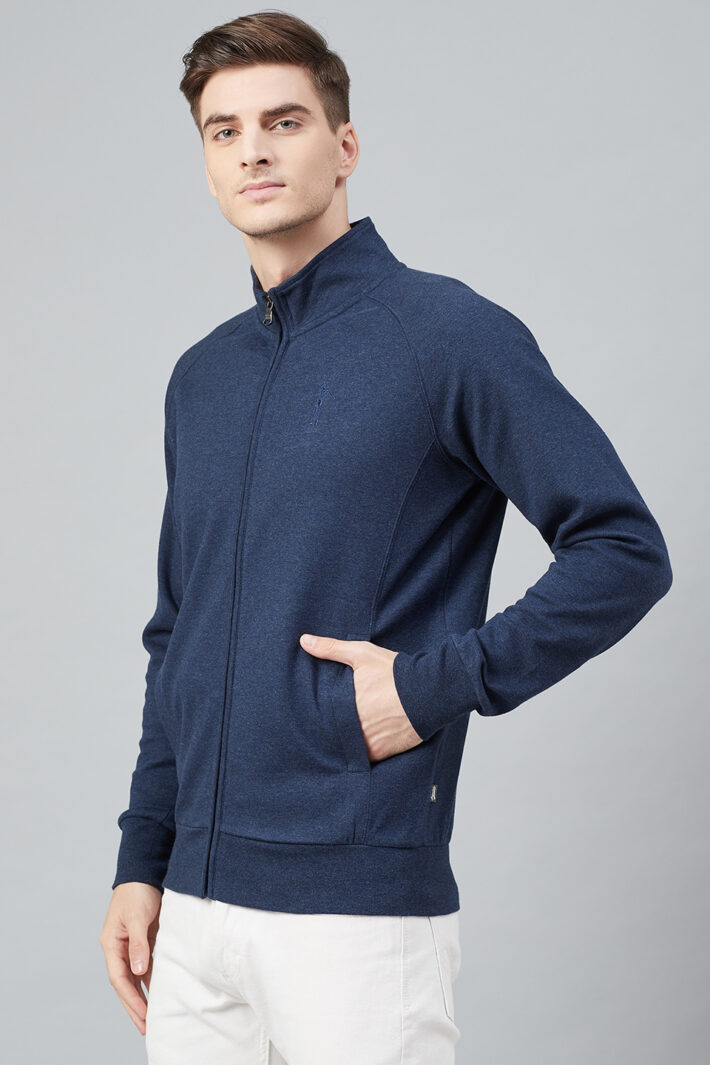 Fahrenheit Full Zip Lightweight Solid Sweatshirt Blue