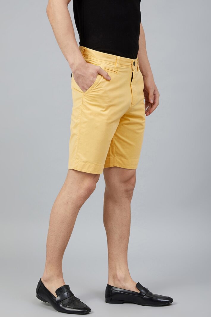 Fahrenheit Solid Straight Fit Shorts Yellow