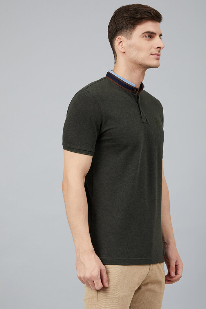 Fahrenheit Solid Stand-Up Collar Polo Shirt Black