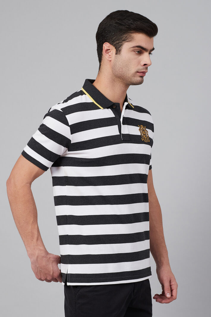 Stripe Polo With Tipped Collar