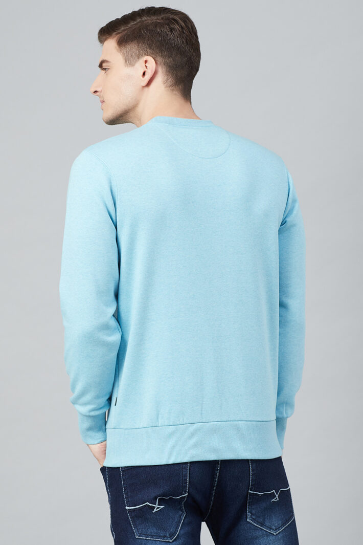 Fahrenheit Round Neck Fleece Sweatshirt Light Blue