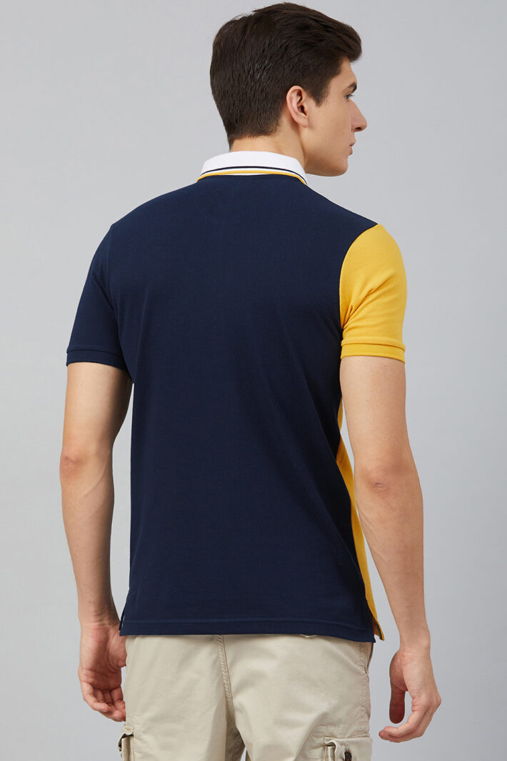 Fahrenheit Vertical Stripe Colourblock Polo Shirt