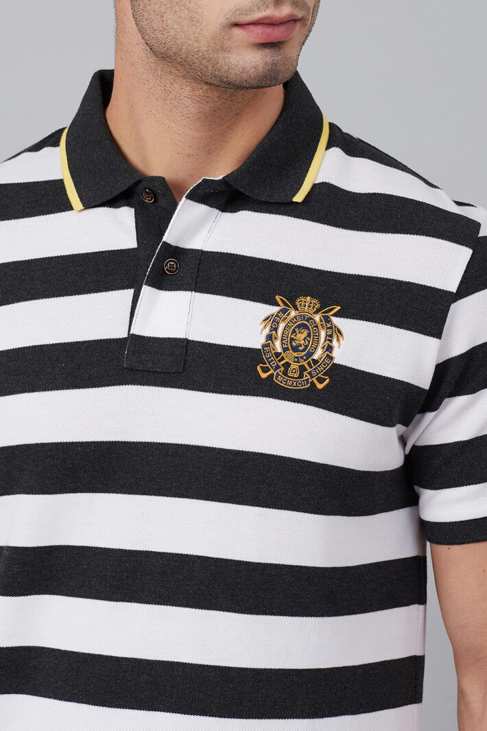 Stripe Polo With Tipped Collar