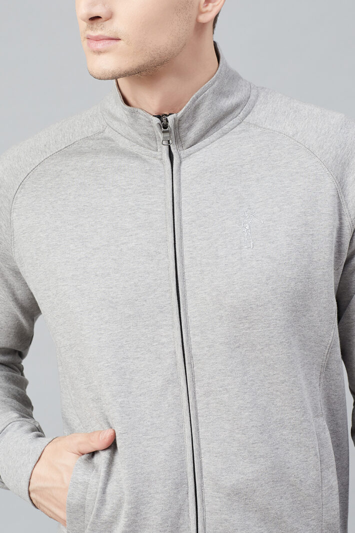 Fahrenheit Full Zip Lightweight Solid Sweatshirt Grey