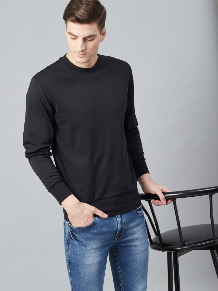 Fahrenheit Solid Round Neck Sweatshirt Black