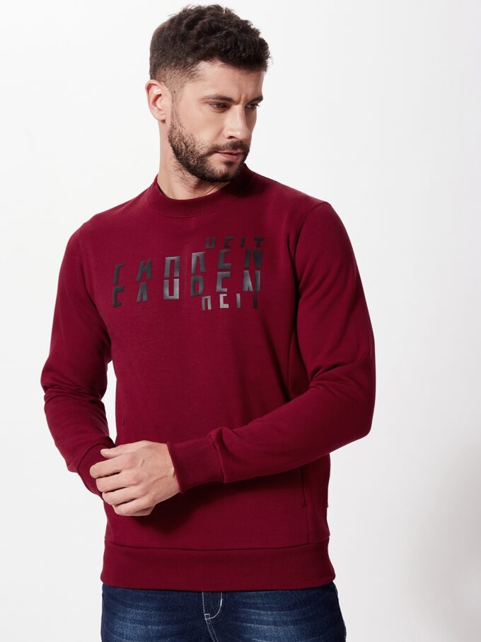 Round Neck Sweatshirt with Fahrenheit Print - M
