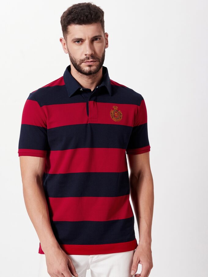 Bold Stripe Jersey Rugby Polo - 2XL