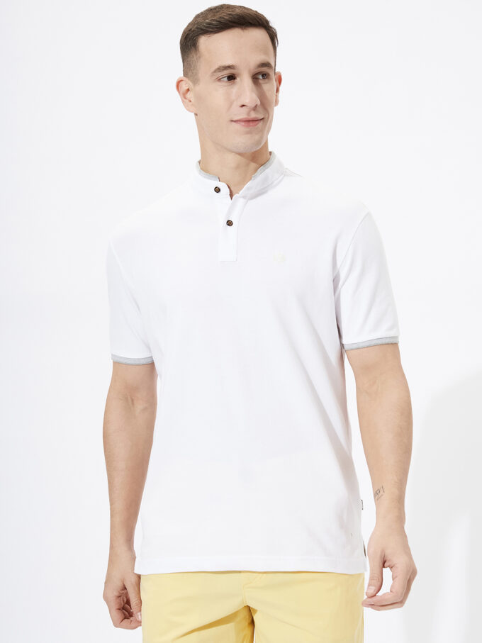 Solid Stand-Up Collar Polo Shirt - XL