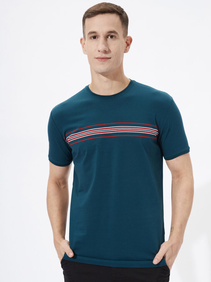 Round Neck With Stripes On Chest - XL