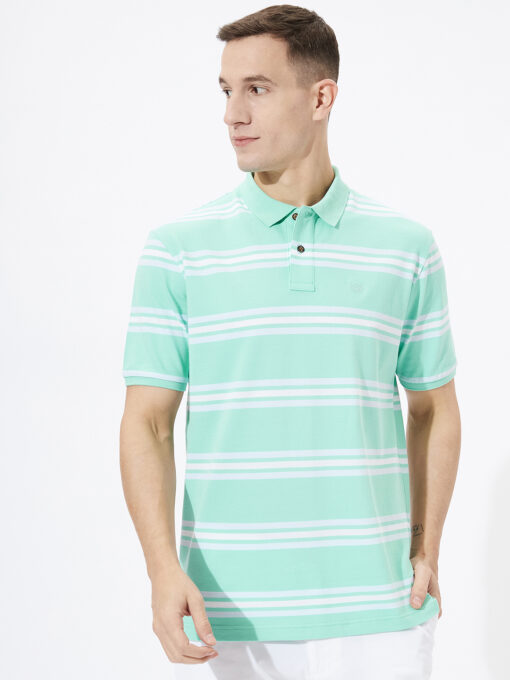 Lycra Stripe Pique Polo