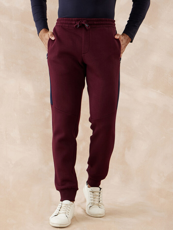 Pink & Grey Cut Sew Joggers, Buy Men Trackpants