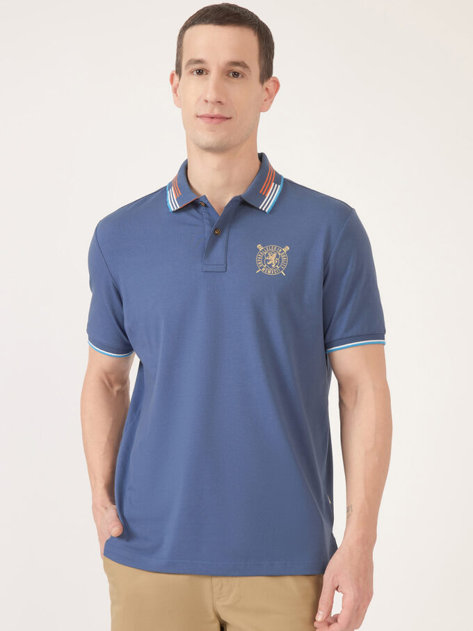 Lycra Solid Polo with Collar Detailing - XL