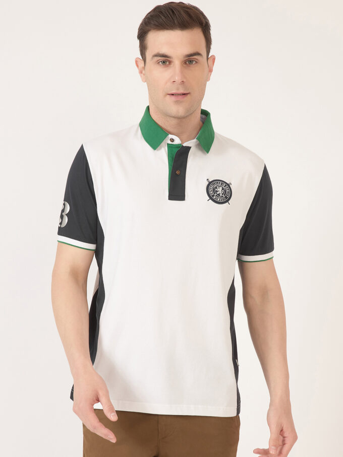 Two-Tone Jersey Colorblock Polo - L