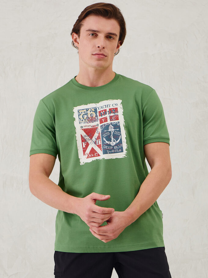 Retro Nautical Print Round Neck - XL