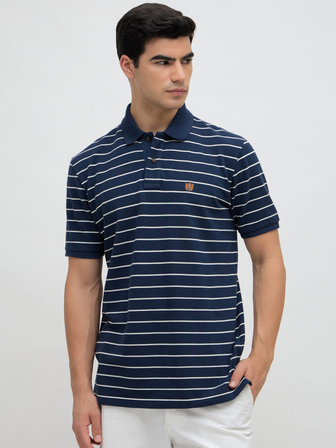 Stripe Pique Polo - L