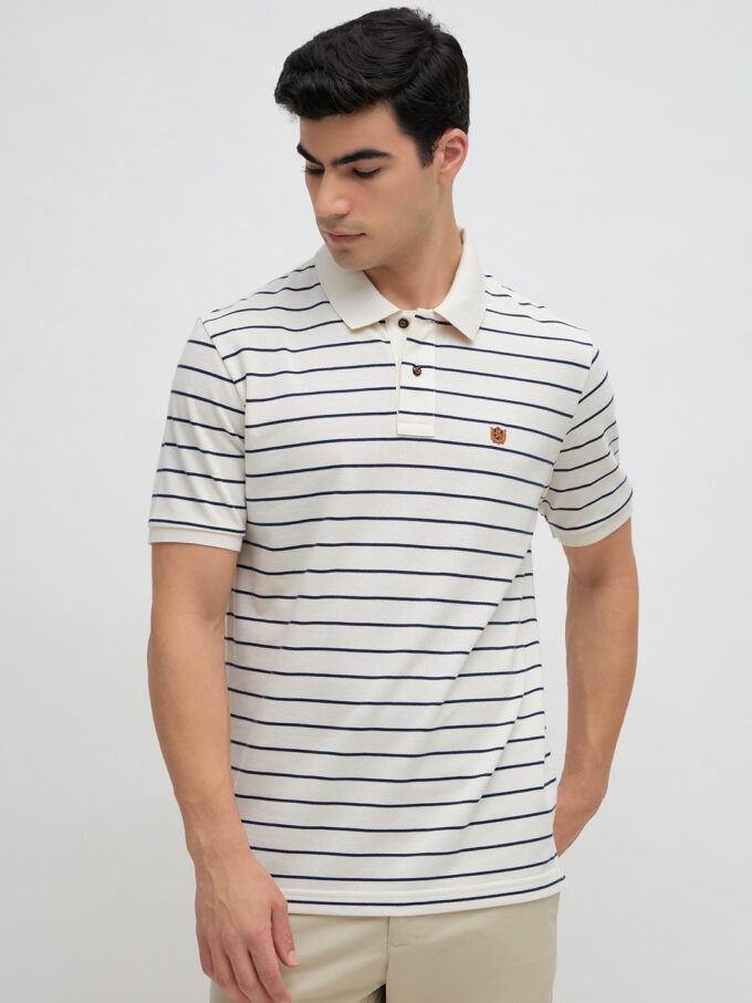 Stripe Pique Polo - L