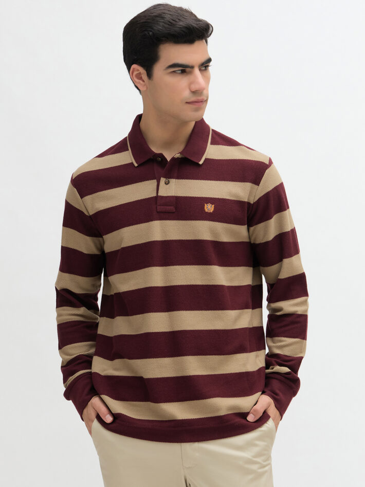 Textured Knit Stripe Polo