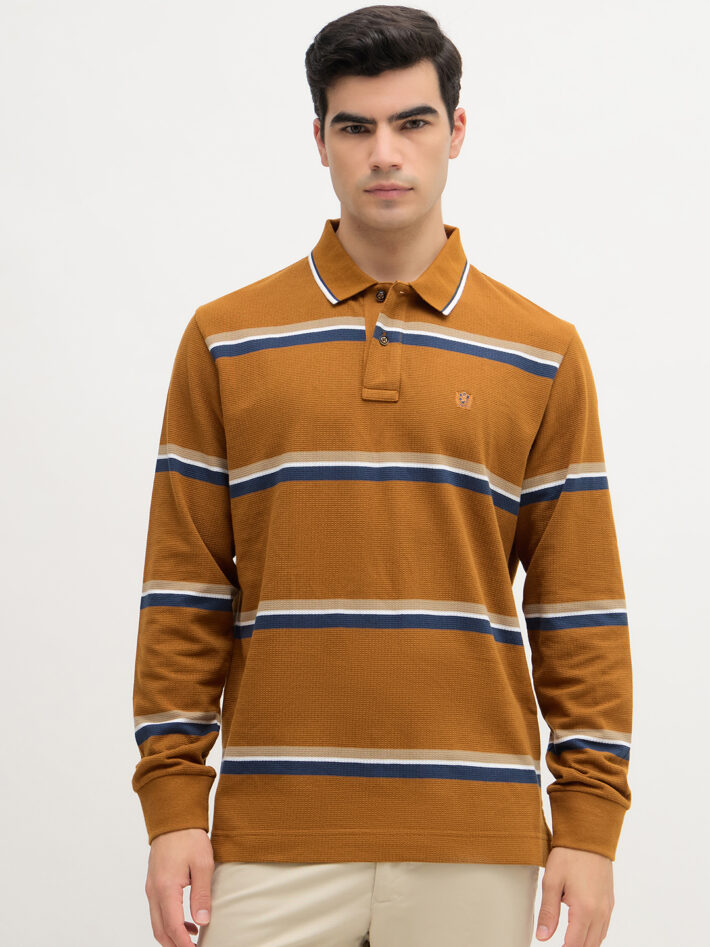 Waffle Knit Stripe Polo