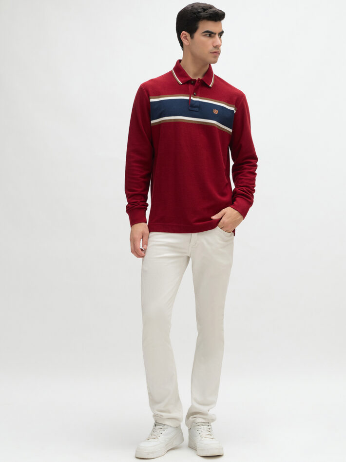 Chest Stripe Textured Polo - Image 2