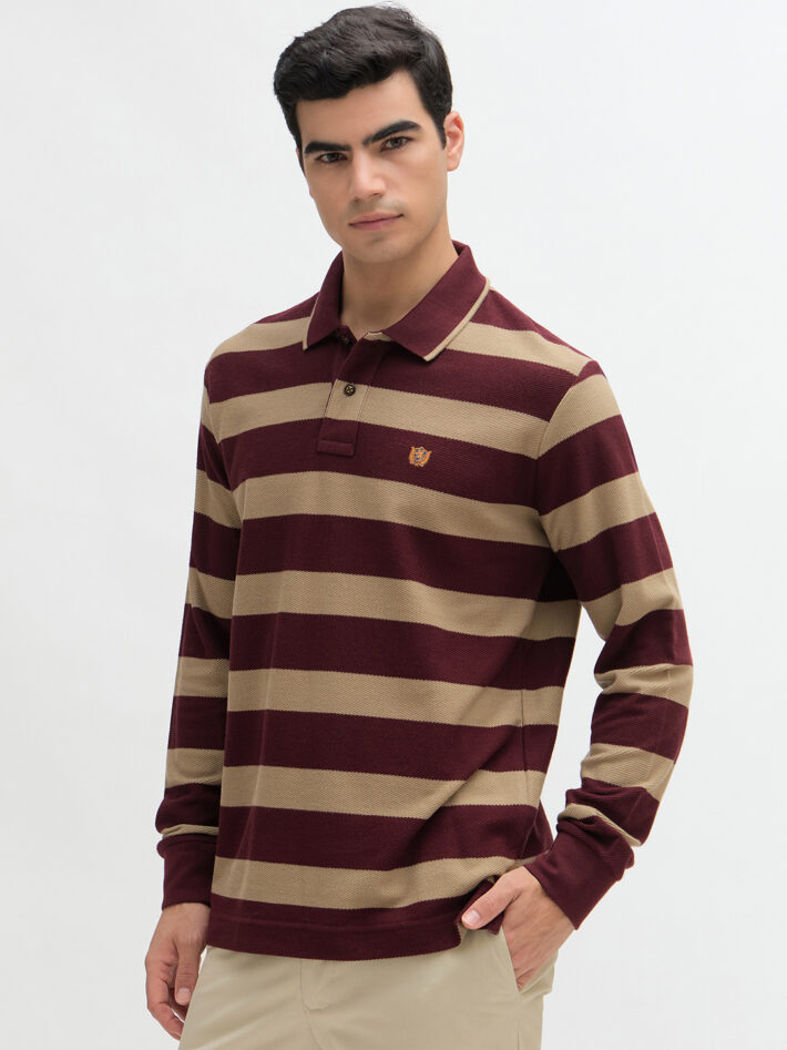 Textured Knit Stripe Polo - Image 3