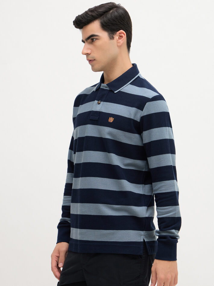 Textured Knit Stripe Polo - Image 3