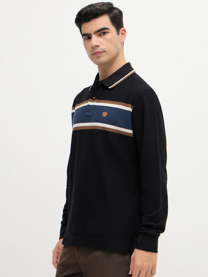 Chest Stripe Textured Polo - Image 3