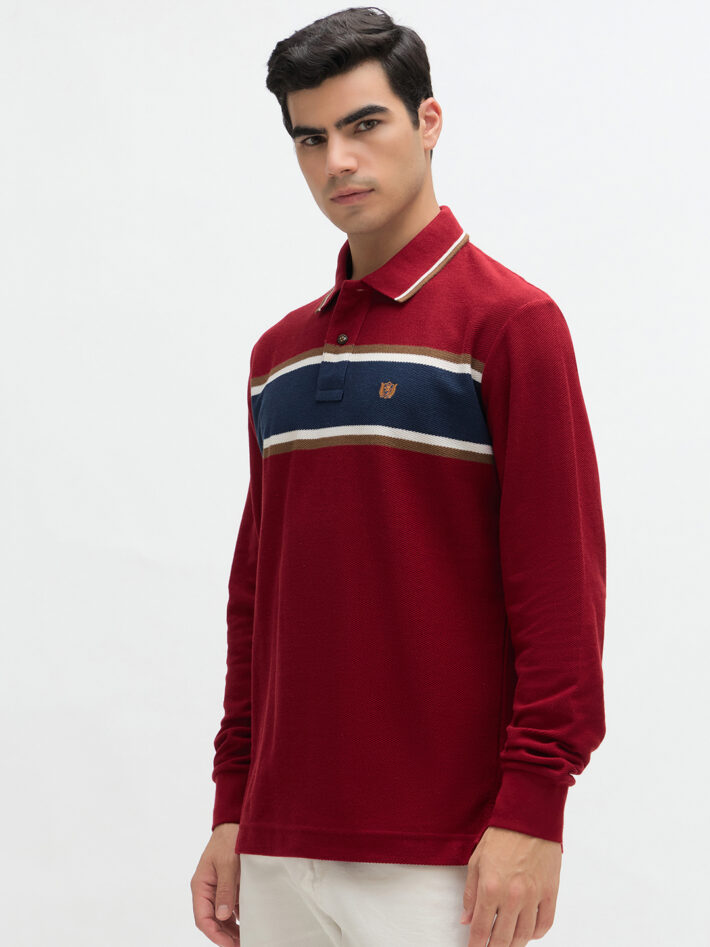Chest Stripe Textured Polo - Image 3