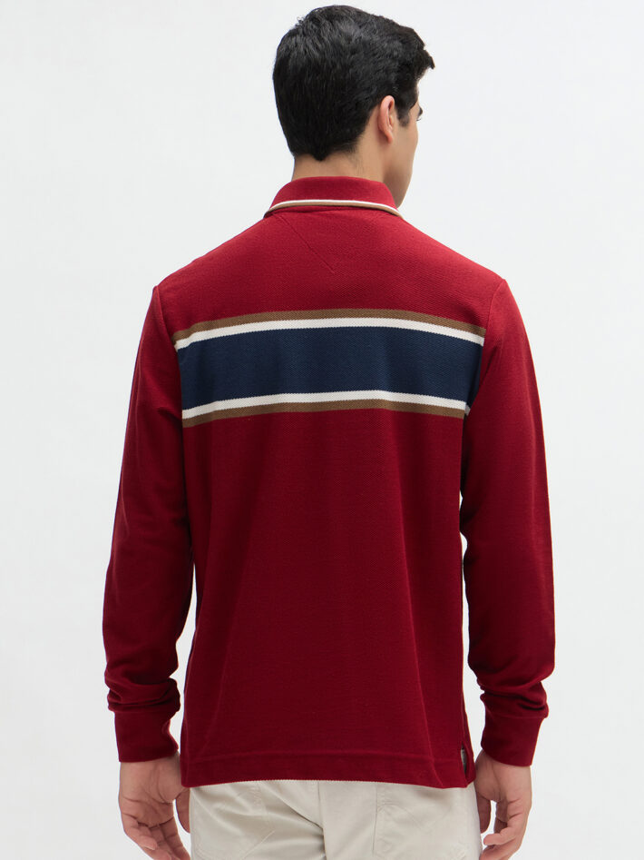 Chest Stripe Textured Polo - Image 4