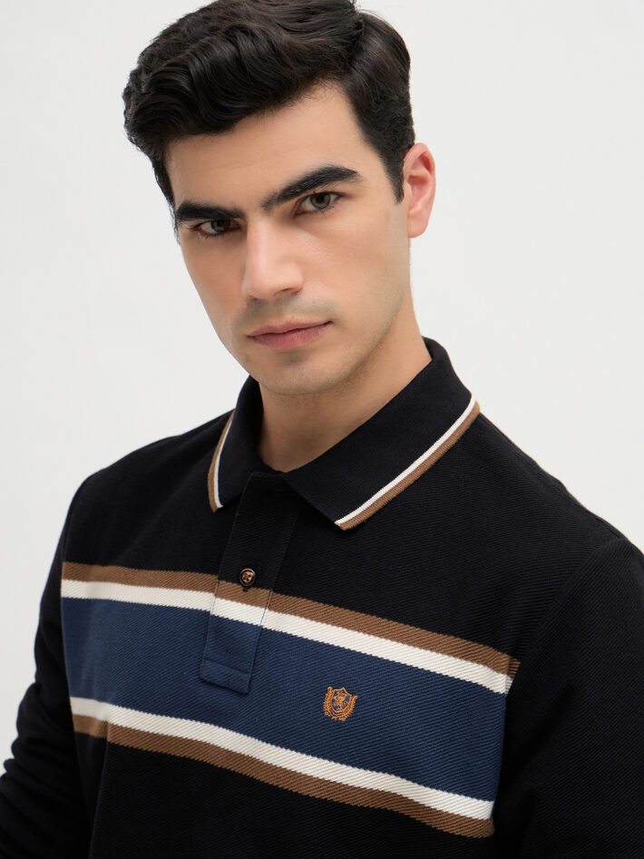 Chest Stripe Textured Polo - Image 5