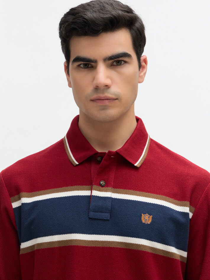 Chest Stripe Textured Polo - Image 5