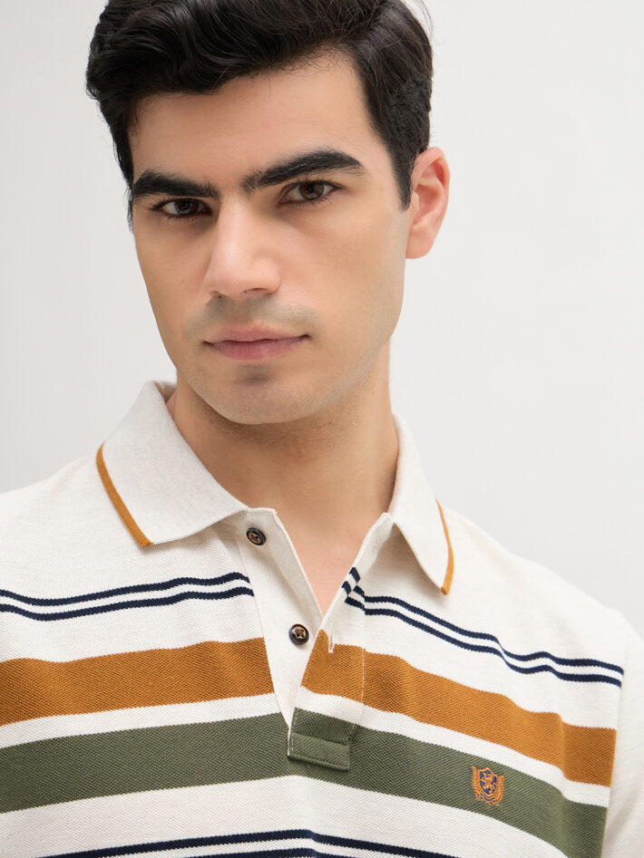 Chest Stripe Pique Polo - Image 4