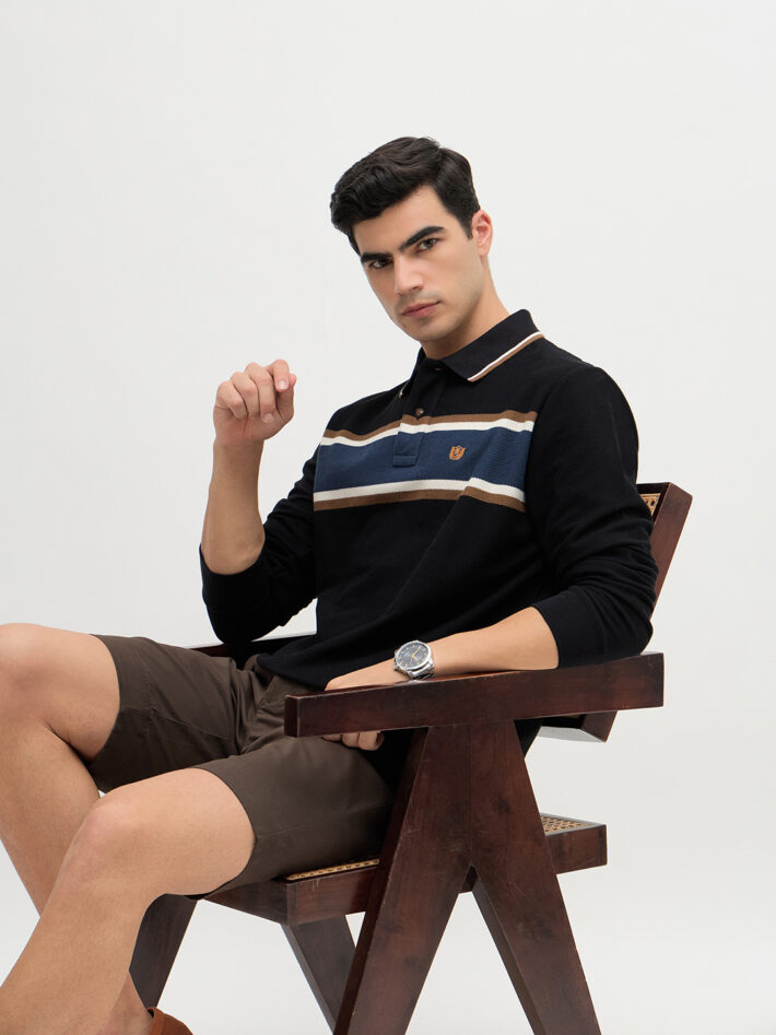 Chest Stripe Textured Polo - Image 6
