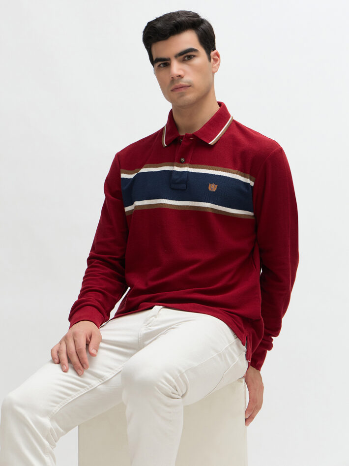 Chest Stripe Textured Polo - Image 6